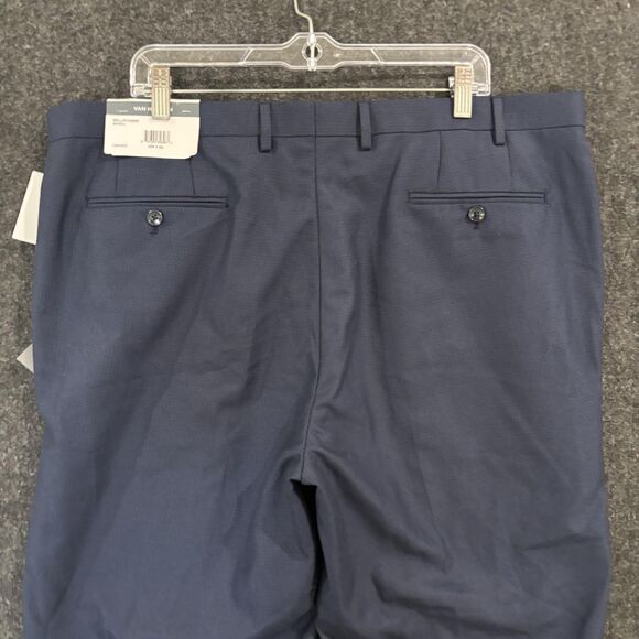 Van Heusen Manvell Dress Pants Men's 42x32 Navy Blue Slacks Flat Front Trousers - Picture 4 of 12